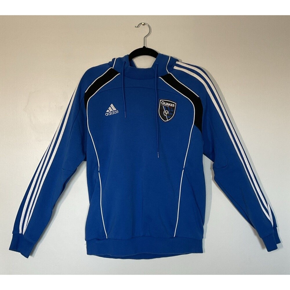 Adidas Blue San Jose Earthquakes 2025 Travel Pullover Hoodie Size M